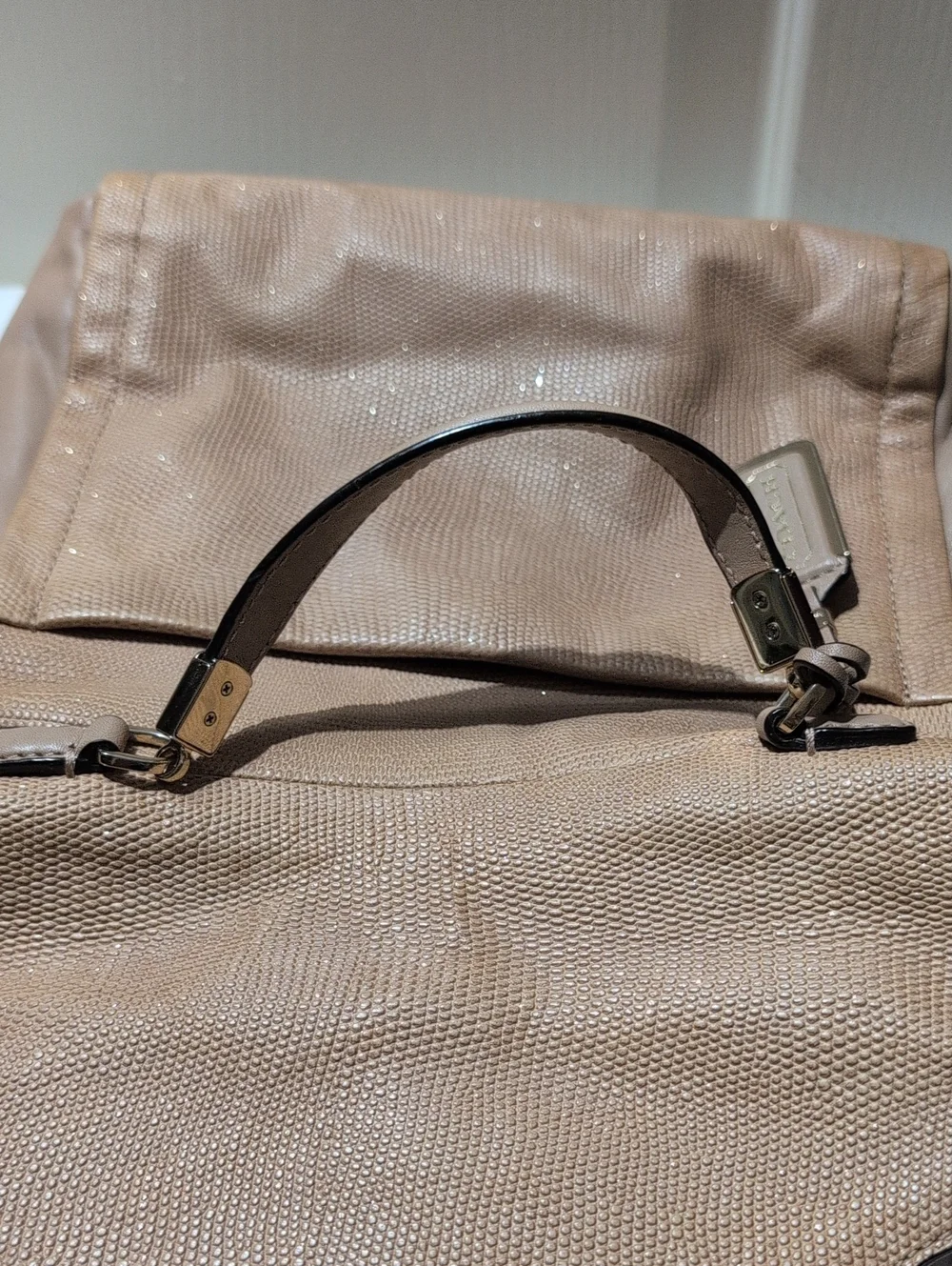 Coach Beige Leather Turnlock Satchel Shoulder Handbag